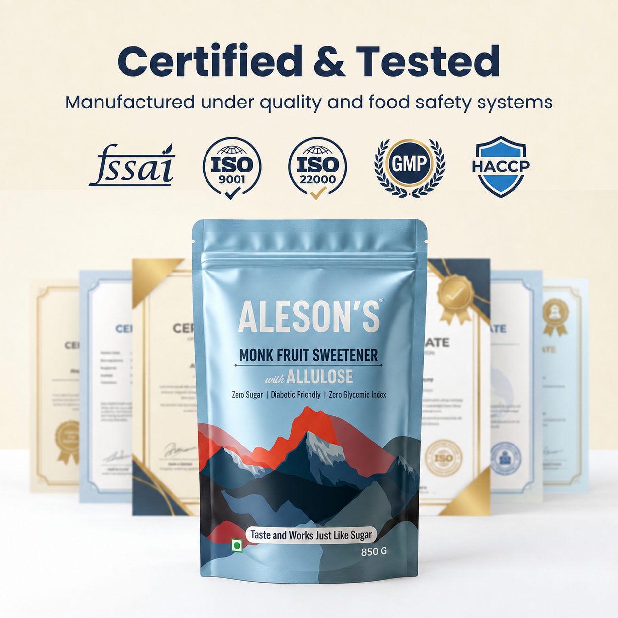 850g Aleson's Monk Fruit Sweetener with Allulose | Zero Sugar Sweetener