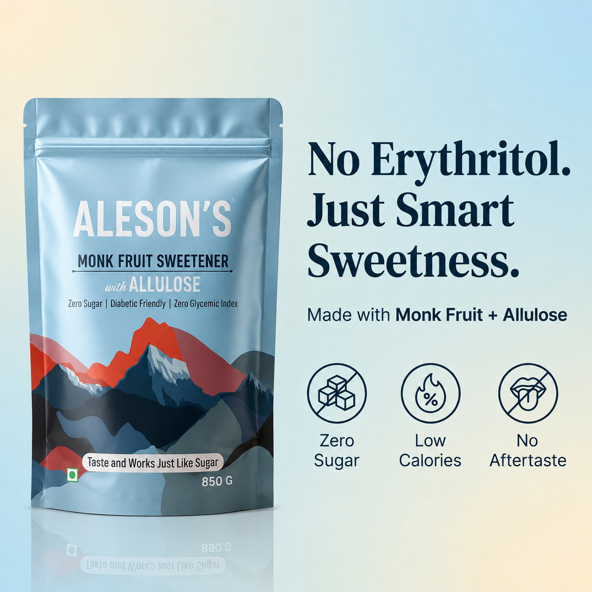 850g Aleson's Monk Fruit Sweetener with Allulose | Zero Sugar Sweetener