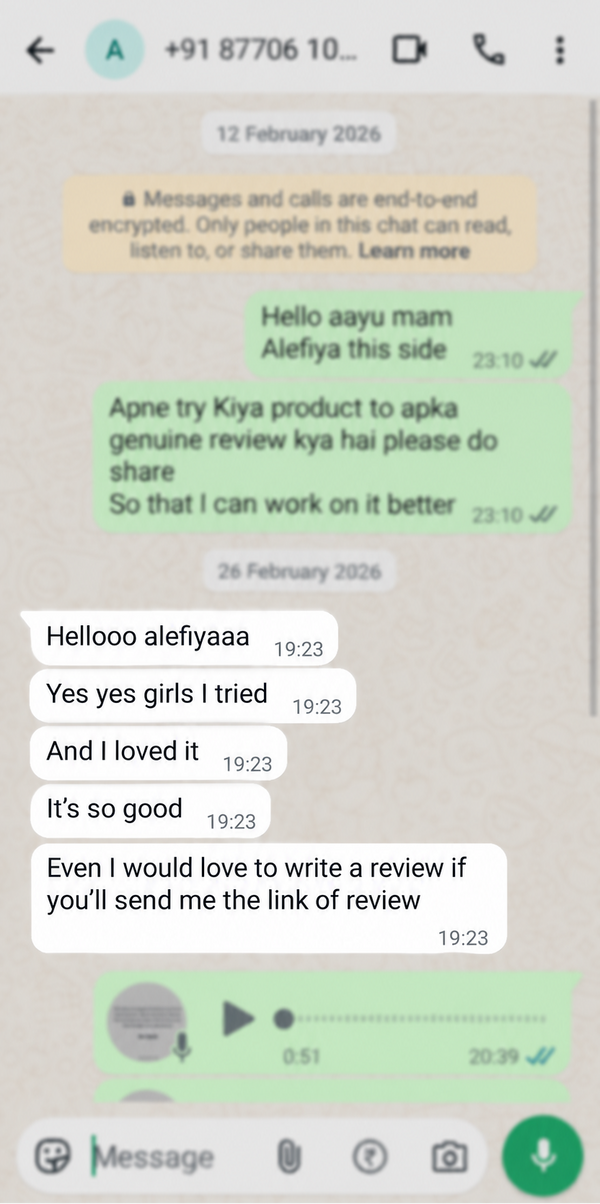 Customer review from Aayushi Khushwa, Indore