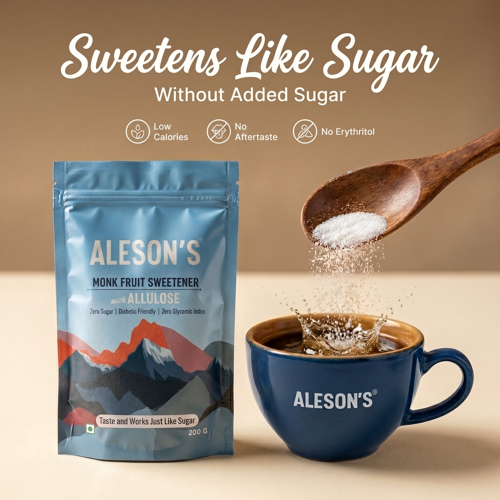 200g Aleson's Monk Fruit Sweetener with Allulose | Zero Sugar Sweetener