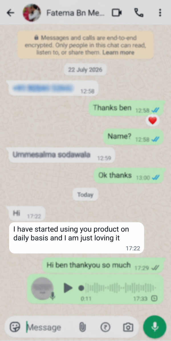 Customer review from Fatema Merchant, Mumbai