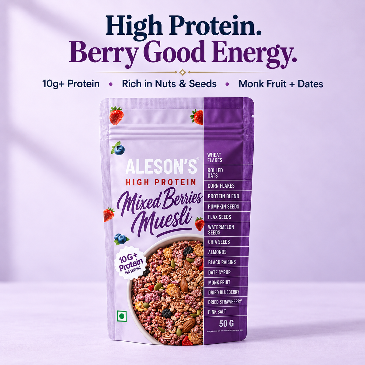 Mixed Berries Muesli | High Protein | 50G Trial Pack