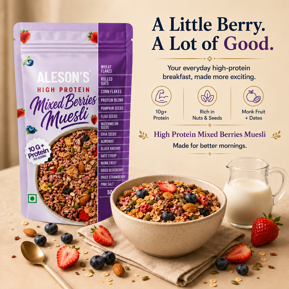 Mixed Berries Muesli | High Protein | 50G Trial Pack