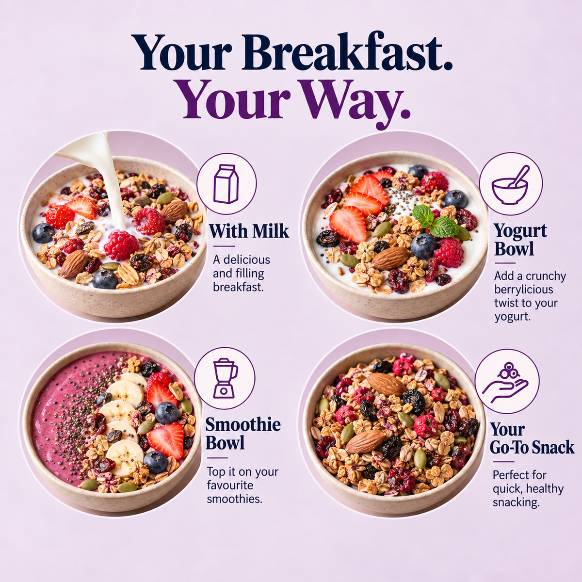 Mixed Berries Muesli | High Protein | 50G Trial Pack
