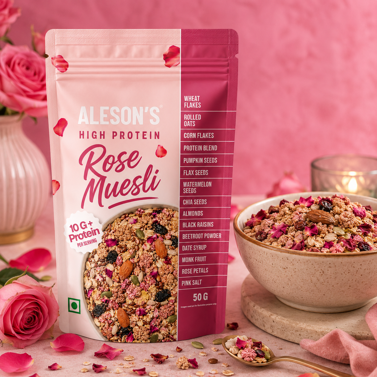 Aleson’s High Protein Rose Muesli –  50g Trial Pack