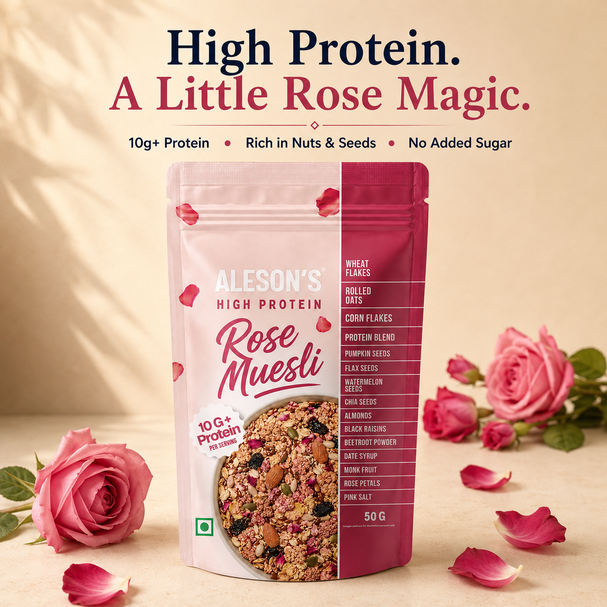 Aleson’s High Protein Rose Muesli –  50g Trial Pack