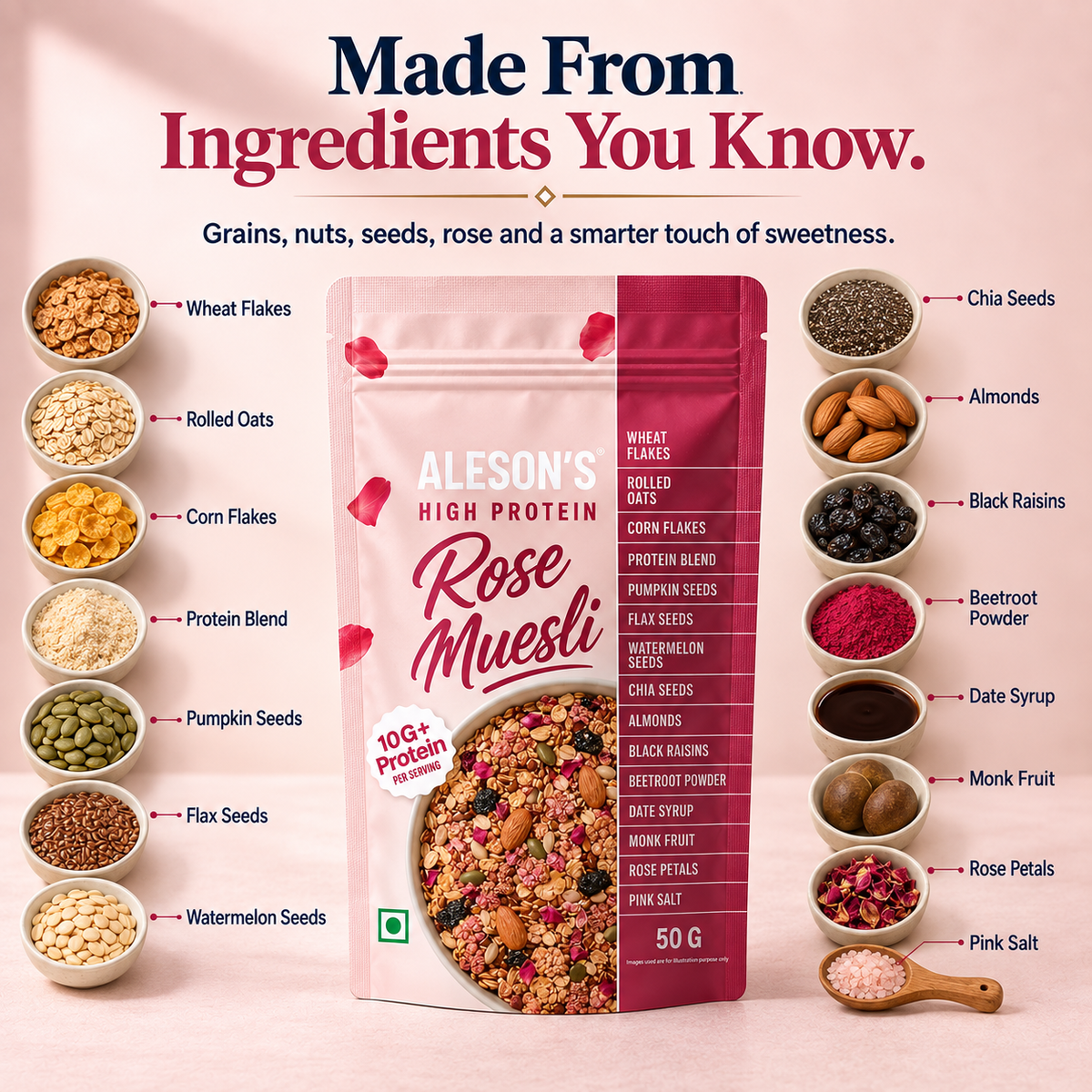 Rose Muesli | High Protein | 50G Trial Pack