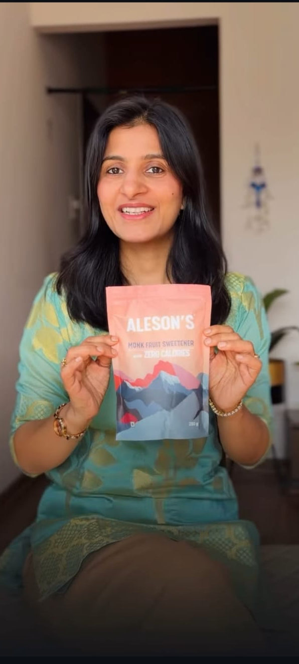 Nutritionist Sural Jain recommending Aleson’s Monk Fruit Sweetener