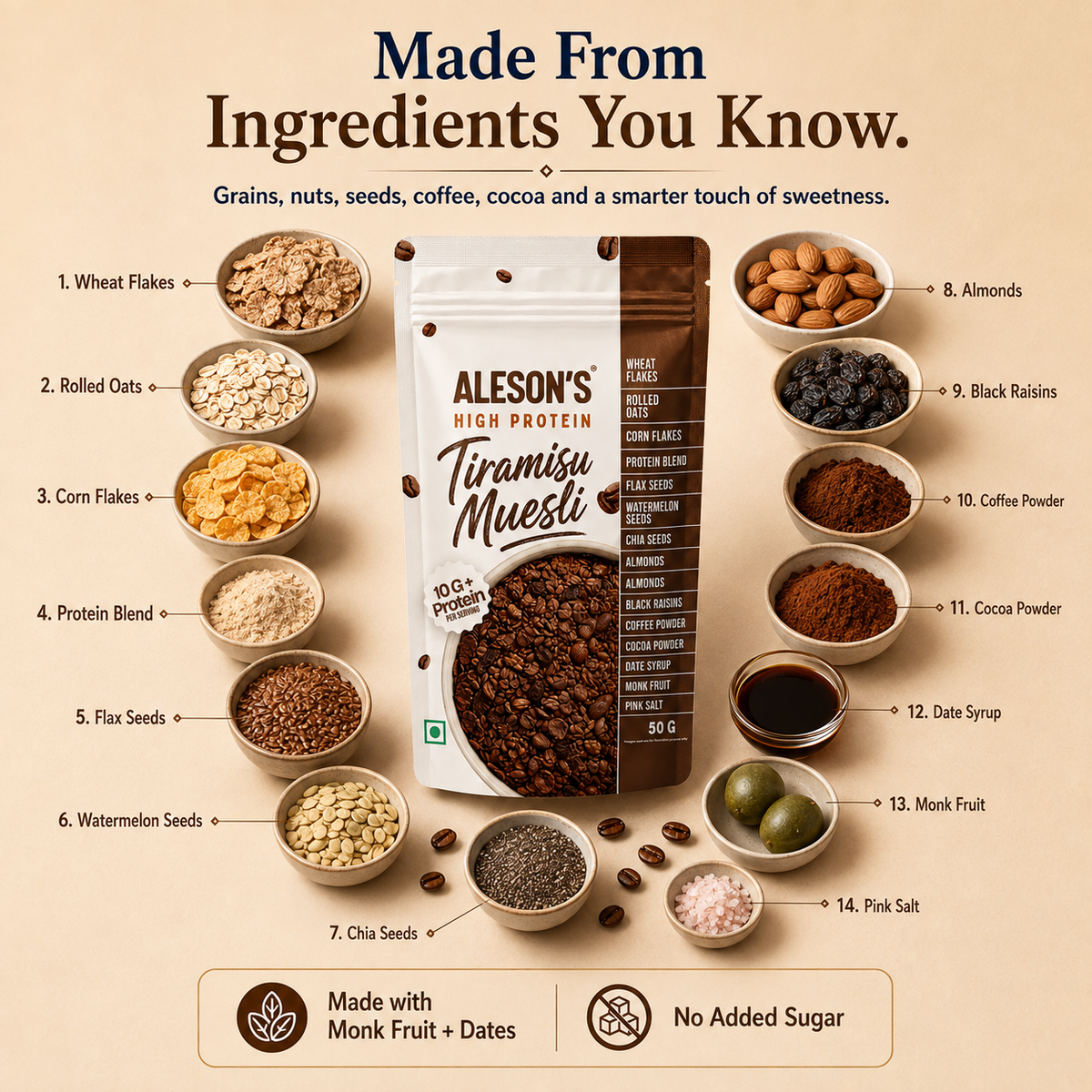 Aleson’s High Protein Tiramisu Muesli - 50g Trial Pack