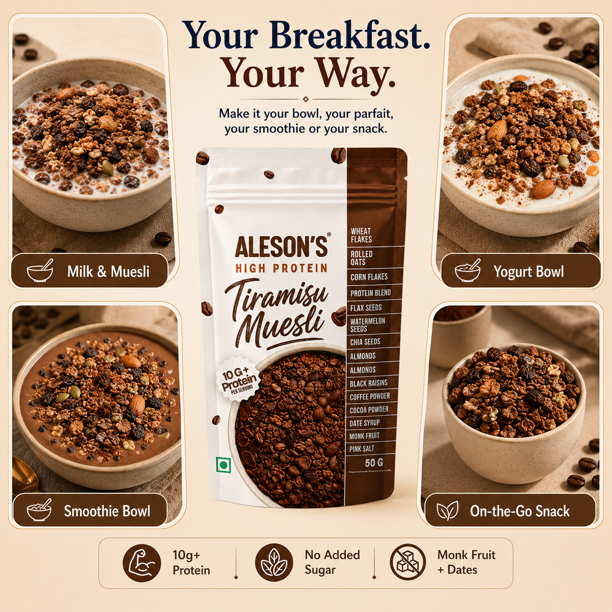 Aleson’s High Protein Tiramisu Muesli - 50g Trial Pack