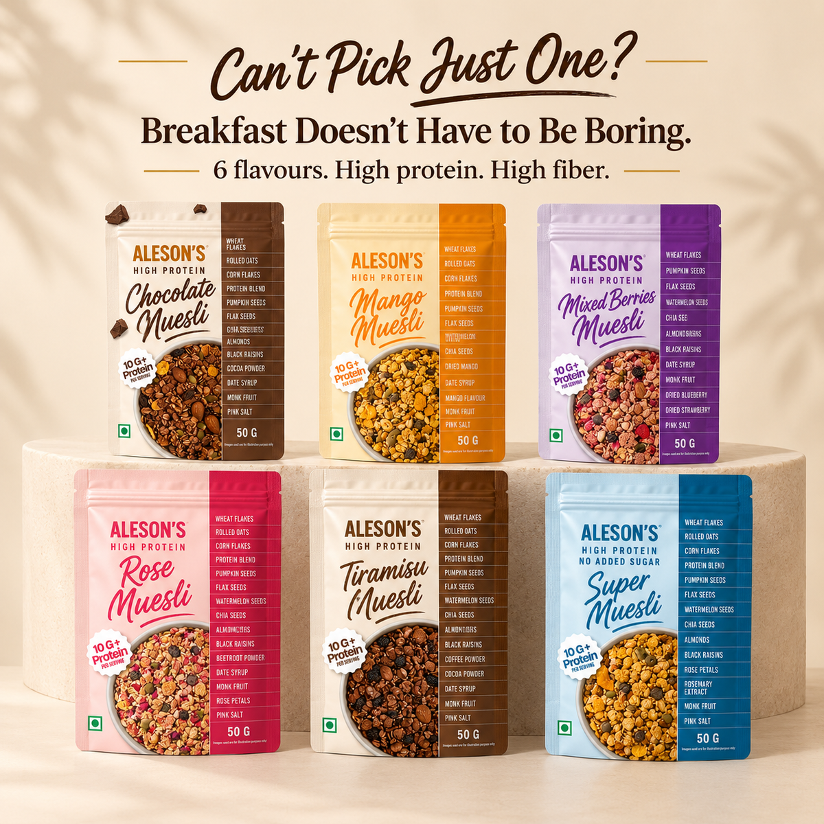 Aleson’s High Protein Muesli – Pack of 6 Assorted flavours