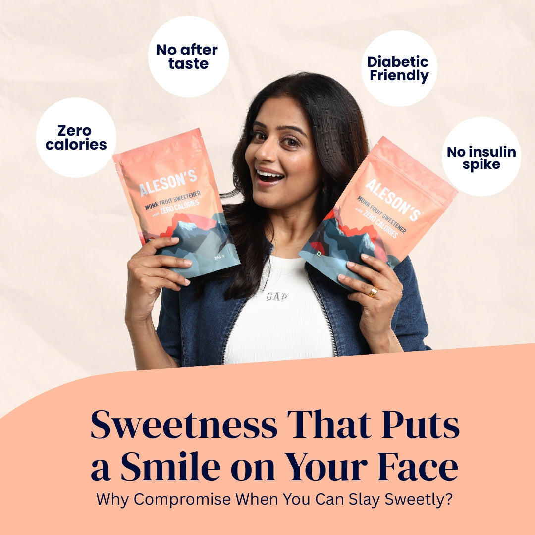 South Indian Actress Priyamani with Aleson's Monk Fruit Sweetener - Healthy Lifestyle Choice